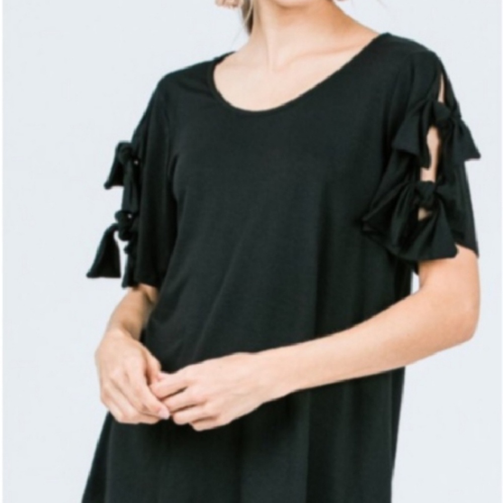 Black Top with Tie Detail